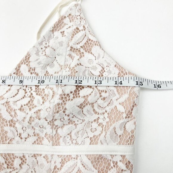Lulus Dress Women's Medium White Wish Me Luxe Lace Skater Mini - Picture 8 of 15